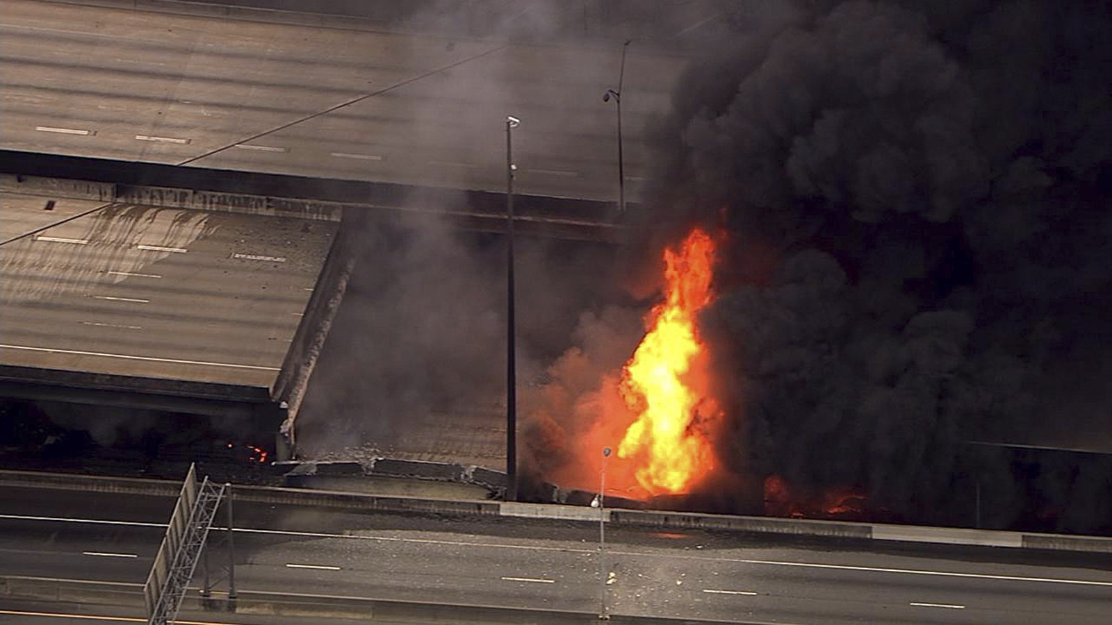 I-85 in Atlanta collapses after massive fire burns underneath highway