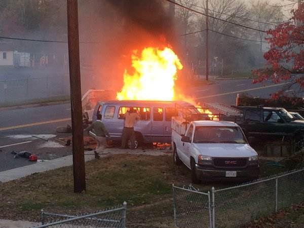 Pickup truck with tire on fire slams into van in Maryland; 4 dead, 12 others hurt