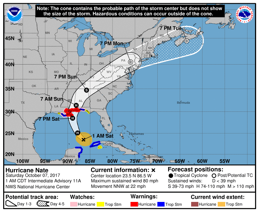 Hurricane Nate picks up steam as it heads toward US: What we know Saturday morning