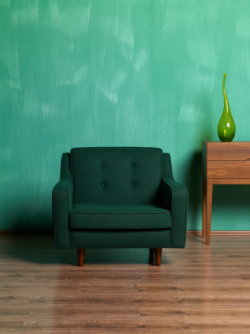 Paint The Walls In Murals Or Collages Syracuse Retro Green Armchair On Wall