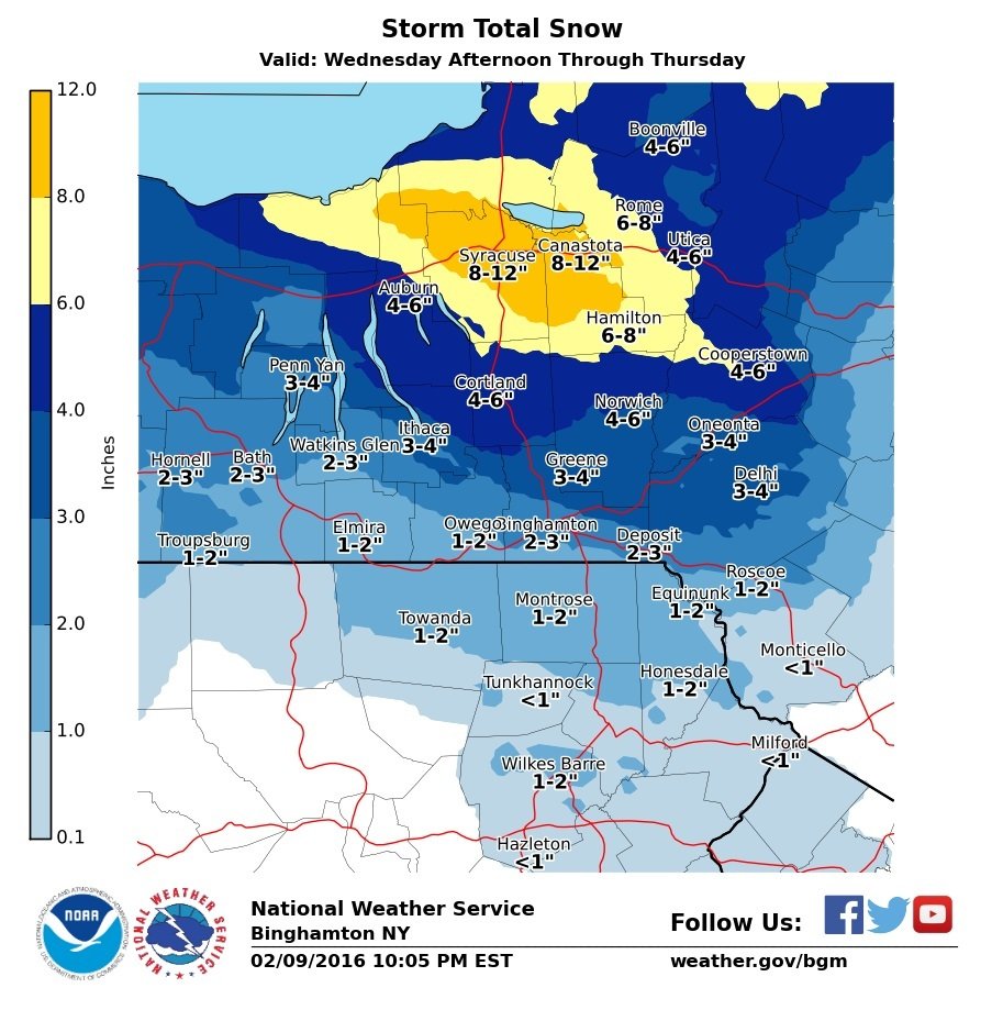 Lake effect snow warning for Central NY: A foot possible; 35 mph gusts