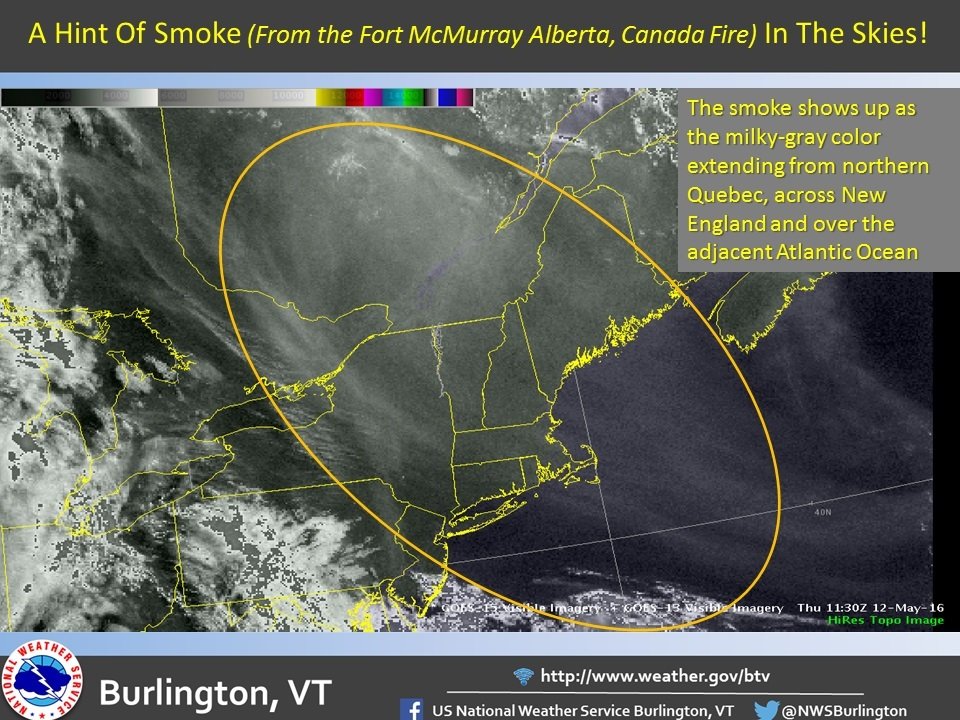 Smoke from Canadian wildfires drifting over Upstate NY today