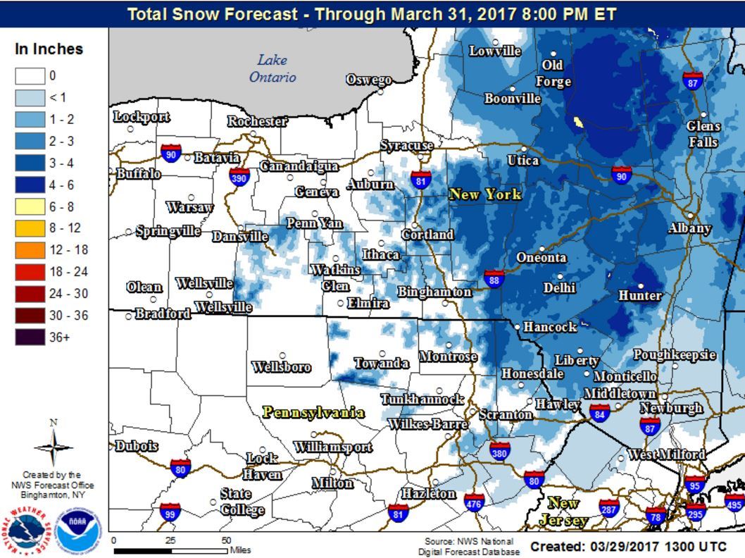 Yes, that is snow in the forecast for parts of Upstate New York