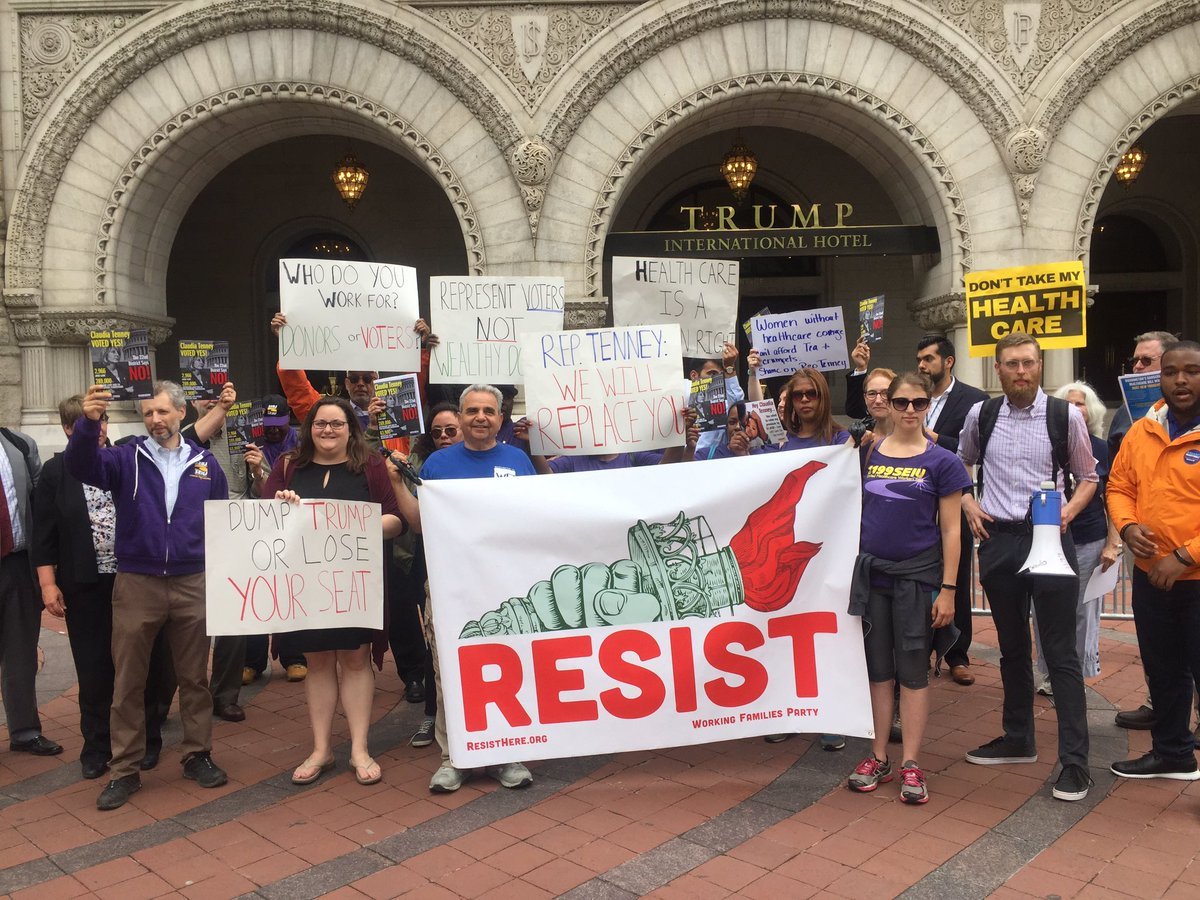 Rep. Claudia Tenney met by protesters at Trump's D.C. hotel (video)