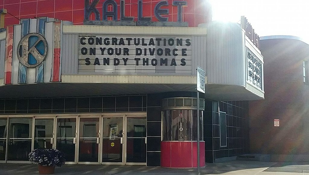 Not all milestones are equal: 'Congratulations on your divorce'  stripped from marquee