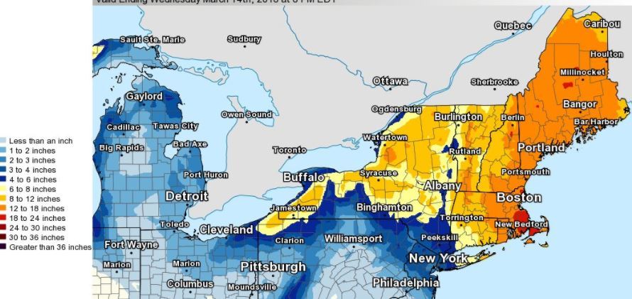 Upstate NY dodges worst of nor'easter, but could still get 8-12 inches of snow