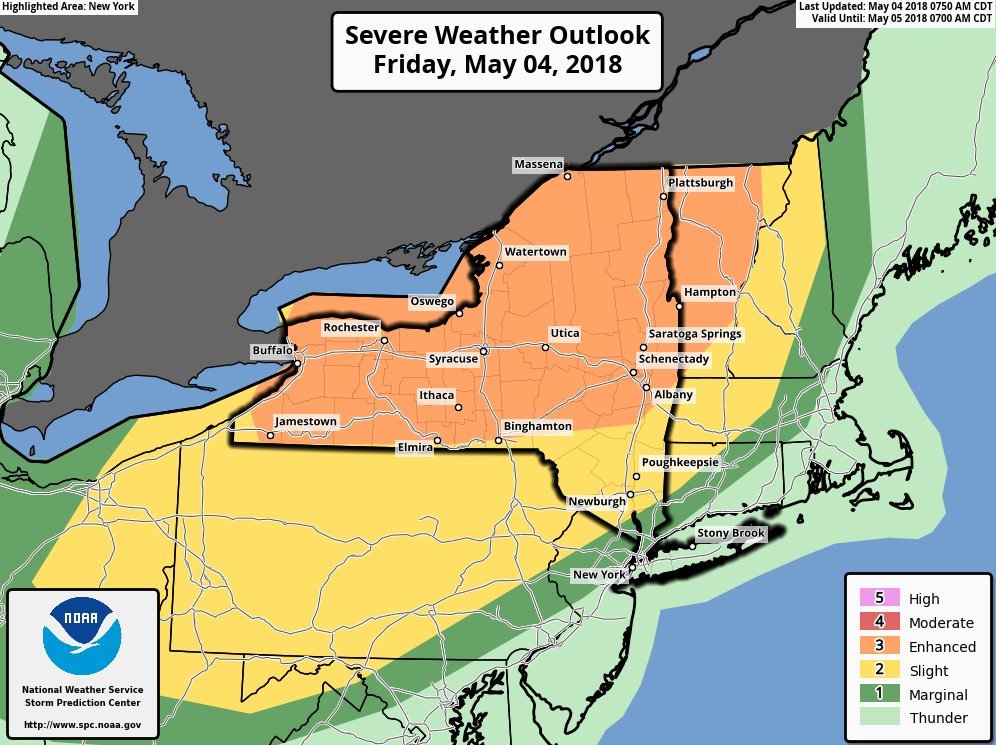 Severe storm risk upgraded for Upstate New York today