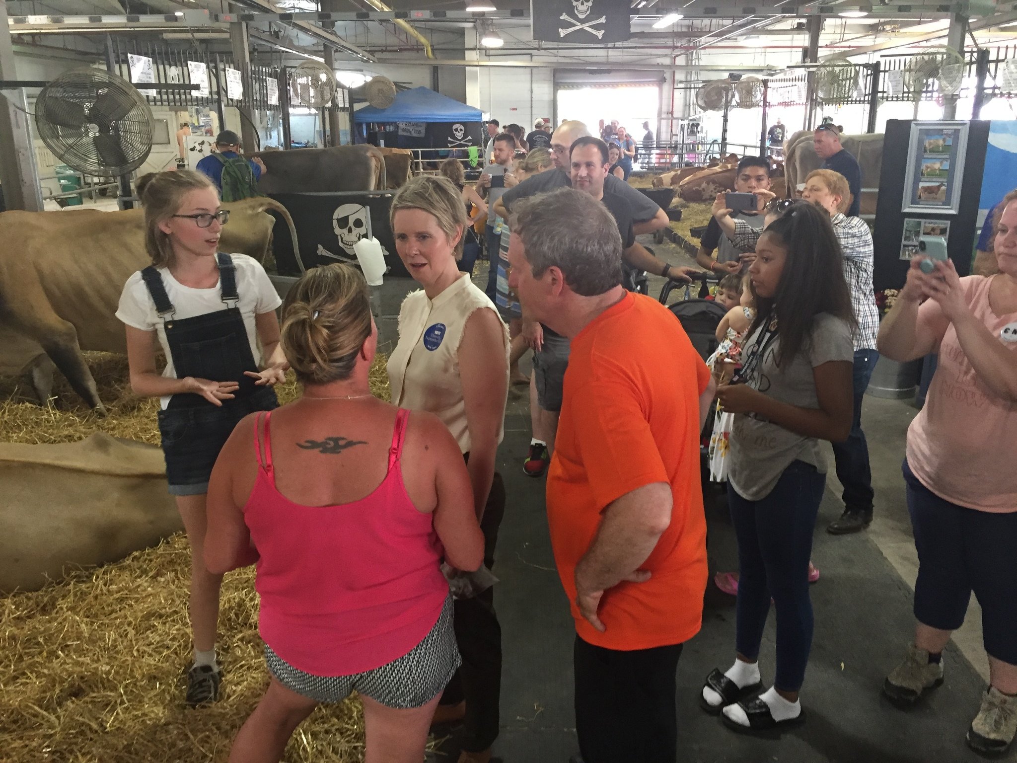 Cynthia Nixon at the NYS Fair: Milk, sausage, politics and selfies