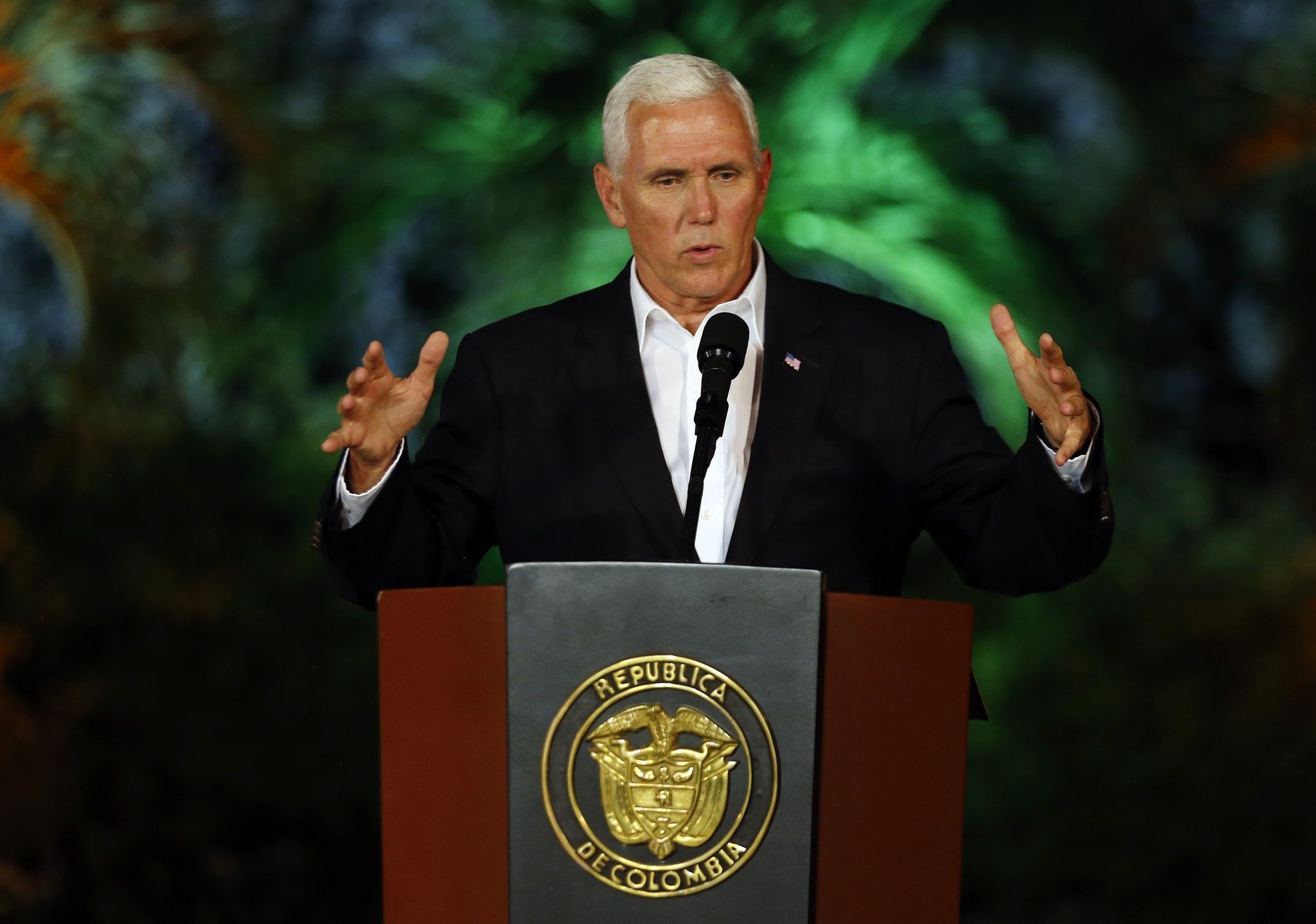 In Colombia, VP Mike Pence calls for 'peaceable means' to restore democracy in Venezuela